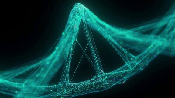 多边形DNA背景生物技术的空间概念蓝线式结构