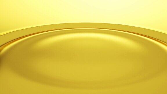 水滴在金色的水坑上制造波纹近景和慢动作3d渲染