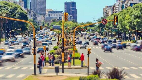 城市交通时间流逝布宜诺斯艾利斯变焦