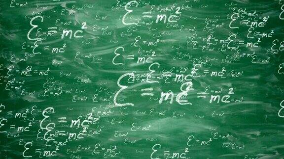 绿色背景上的飞行爱因斯坦公式