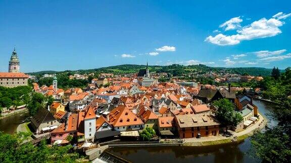 捷克共和国天空中的克鲁姆洛夫老城