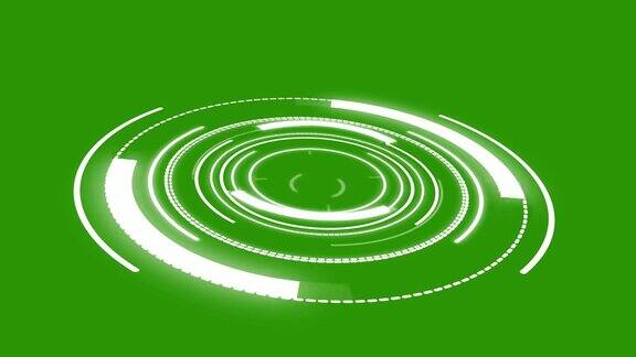 抽象的圆形动画的未来科幻HUD绿屏
