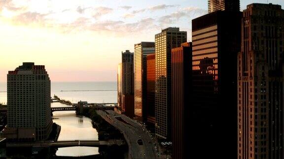 芝加哥市中心日出