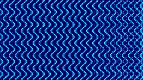 抽象线条辉光波曲折旋转移动插图蓝色在深蓝色背景无缝循环动画4K与复制空间