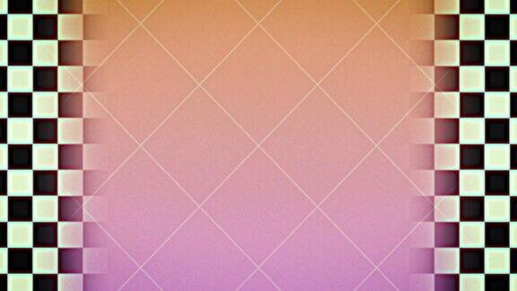 网格线移动在粉红色的背景对棋盘图案