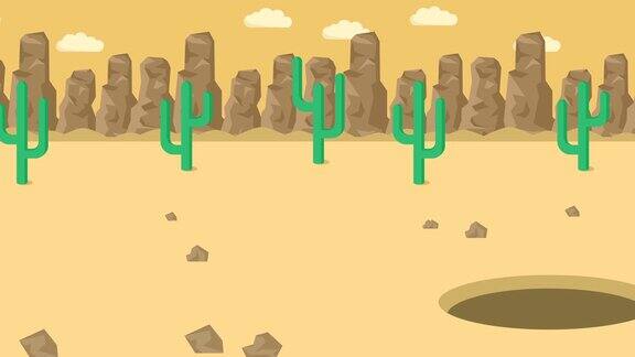 商人落入陷阱背景的沙漠风险平面风格的循环插图