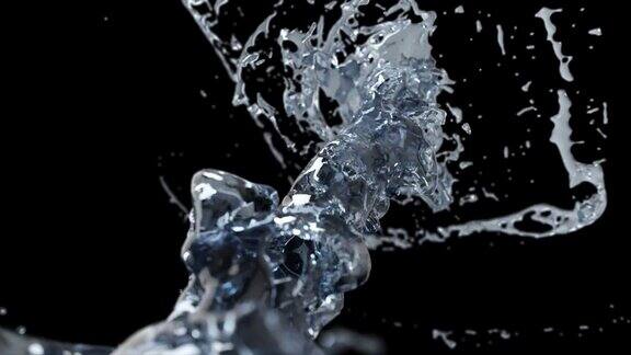 旋转漩涡状的水溅出液体