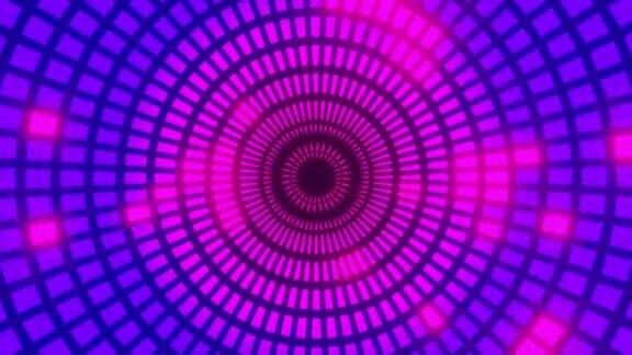 新年霓虹灯背景无缝圆形图案背景赛博朋克闪烁粉红和紫色循环复制空间