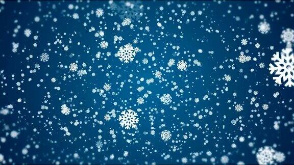 4K圣诞-雪花动画蓝色背景
