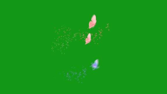 飞蝴蝶运动图形与绿色屏幕背景