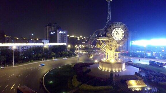 现代建筑鸟瞰图和天津城市夜景实时