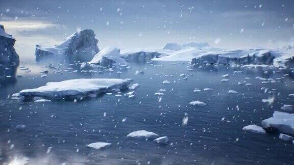 北极冬季暴风雪天气的动态画面