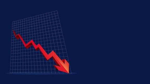 向下箭头动画图标经济简单的移动箭头股票视频股票视频-显示波动下降趋势的图形的动画素材向下的红色箭头图表股票视频在深蓝色的背景