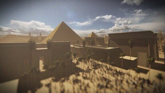 吉萨的大金字塔、庙宇和步行的埃及人埃及开罗