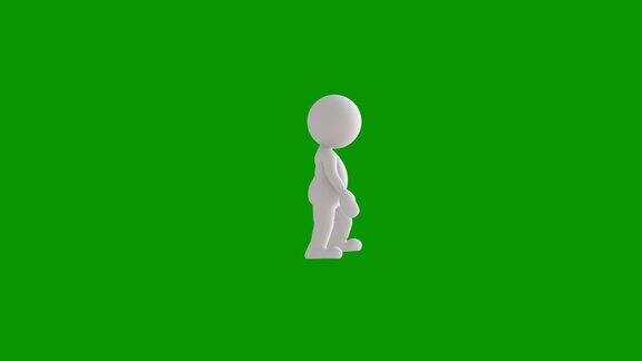 3D图标人形行走动画角色动画象形人物独特的轮廓向量图标集动画姿态上的色度键背景移动活动变化