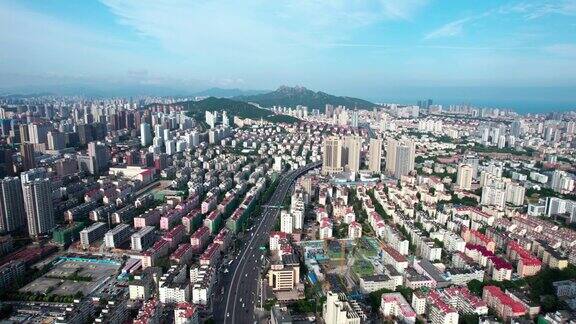 中国青岛现代城市建筑景观航拍
