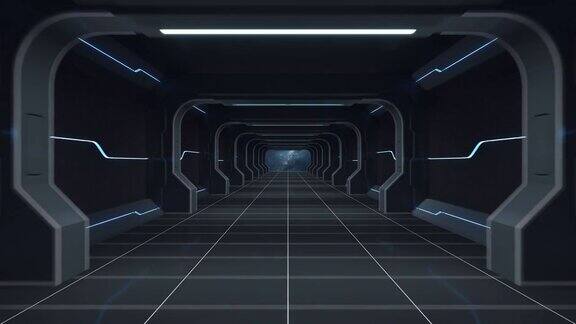未来的隧道和空房间3d渲染