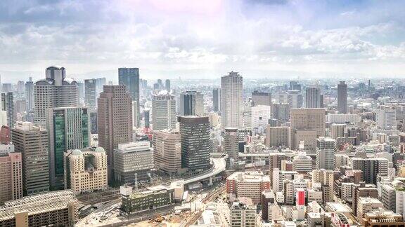 高清延时:空中大阪城市景观的行动