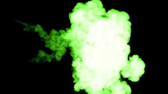 荧光鲜艳的绿色书写墨水卷曲在水中许多滴墨水这是3d渲染镜头在墨色背景或墨色效果在合成与alpha通道使用光磨