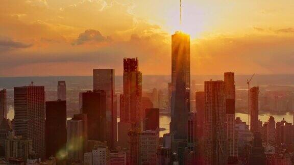 日落时分的曼哈顿下城