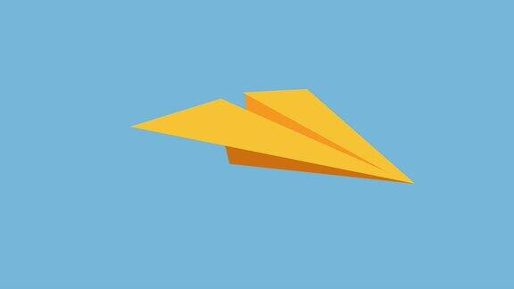 纸飞机图标在蓝色背景上移动的动画