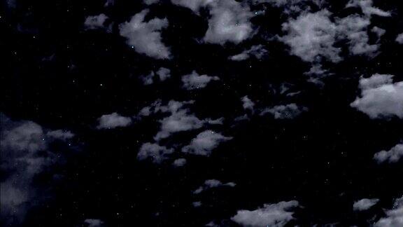 云漂浮在夜空的背景下星空和闪烁的星星时间流逝准备覆盖完美的电影数字合成投影映射