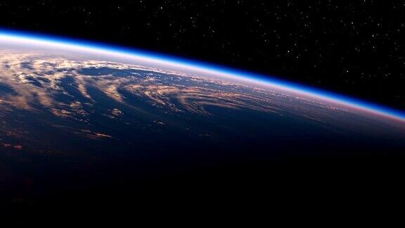 4k旭日下的大飓风从太空看地球的惊人景象现实的3d动画