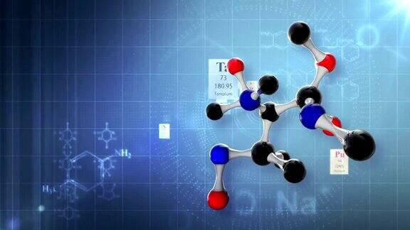 具有元素周期表和化学公式的分子结构
