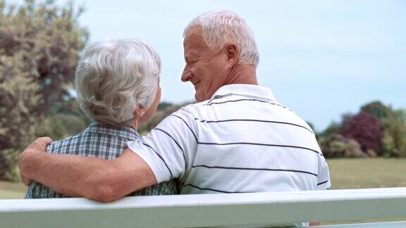 SLOMODS老人们坐在公园长椅上相爱