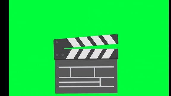 绿色屏幕上的拍板动画2d动画电影拍板摄制组拿着胶片板进行录像