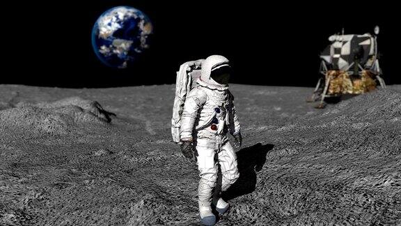 宇航员在月球上行走这段由美国宇航局提供的视频的一些元素