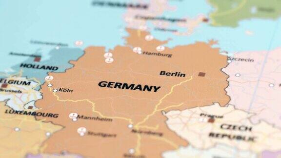 世界地图上的欧洲和德国