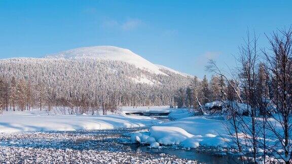 芬兰的冬湖时间流逝UHD