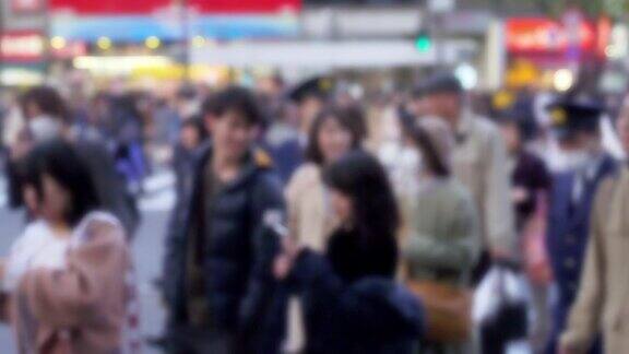 日本涩谷游客拥挤的慢镜头