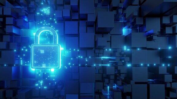 挂锁代表隐私和安全技术背景蓝色