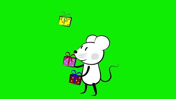 鼠鼠杂耍新年礼物绿幕