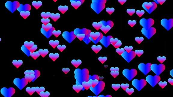 动画霓虹灯标志象征爱的心移动的黑色背景为情人节