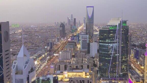 放大沙特阿拉伯首都的日夜镜头