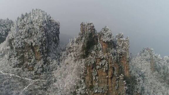 中国湖南省张家界下雪
