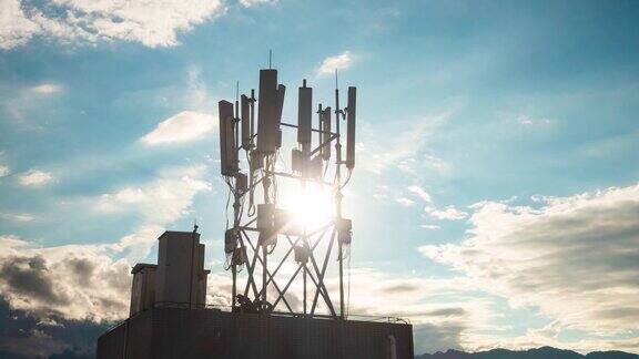 日落延时的5G通信塔
