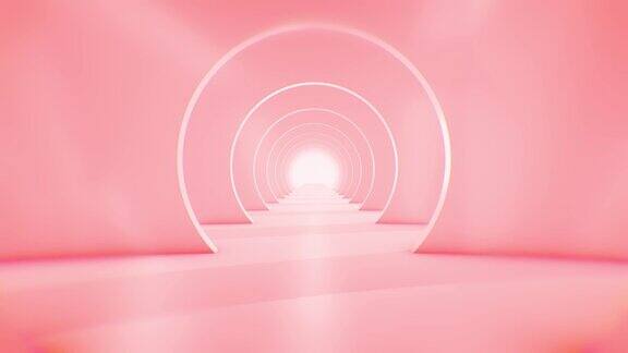 穿越未来派的白色隧道抽象的3d动画照明走廊室内设计宇宙飞船科学实验室技术科学建筑工业