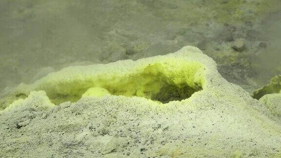 堪察加半岛穆特诺夫斯基火山的硫磺喷气口