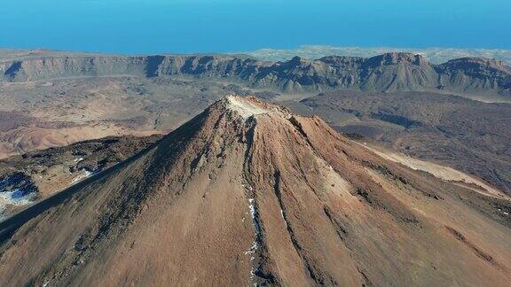 Teide火山鸟瞰图特内里费加那利群岛西班牙飞越火山顶部