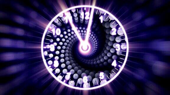 时钟螺旋隧道动画时间概念渲染背景阿尔法通道循环