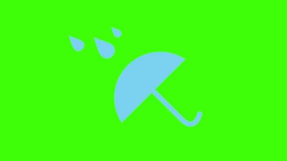 绿色屏幕上的雨图标的动画