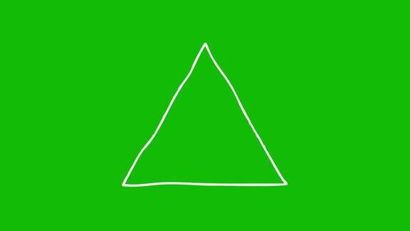 一组动画手绘高亮元素边框和选择文本的元素白色的设计元素被隔离在绿色的屏幕背景上手绘白色三角形