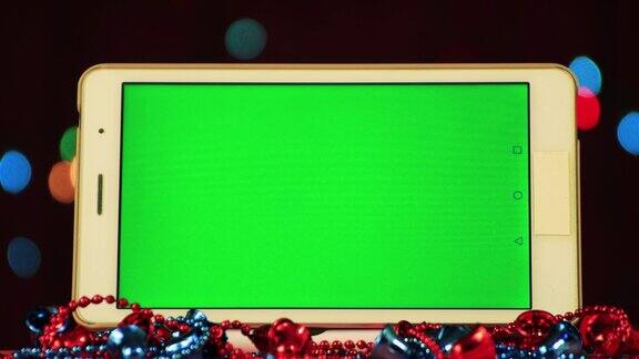 圣诞节视频屏保-一个绿色屏幕的平板电脑