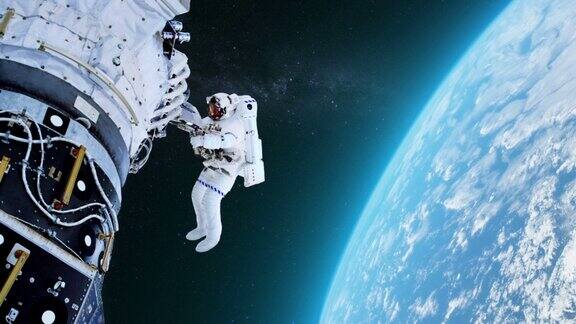 宇航员在外太空对抗地球