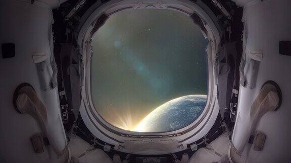 从飞船逃生舱的窗户往下看这是一颗有月球的类地行星