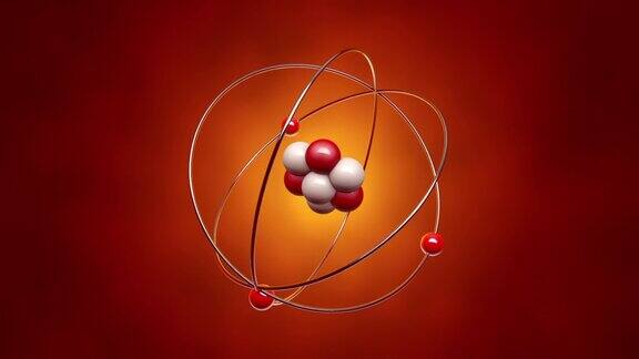 原子模型(电子中子质子)无缝循环3D动画